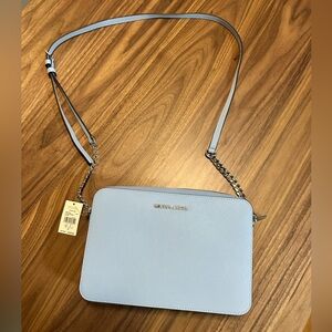 Michael Kors Women's Jet Set Large Saffiano Leather Crossbody Bag (LightSky)